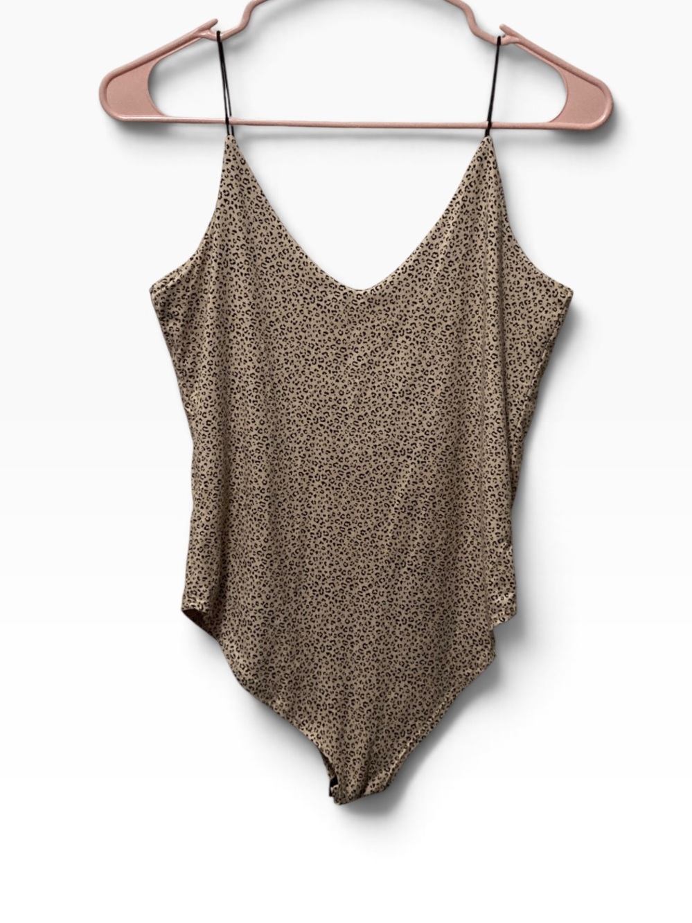 Gaze Women’s Beige Leopard Print V-Neck Cami Bodysuit